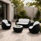 Preview: Muxing Gartenlounge Set 4-teilig mit 2 Einzelsesseln, Zweisitzer-Sofa und Couchtisch, Wasserabweisend, Ideal für Garten, Terrasse und Hof, Schwarz