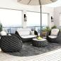 Preview: Muxing Gartenlounge Set 4-teilig mit 2 Einzelsesseln, Zweisitzer-Sofa und Couchtisch, Wasserabweisend, Ideal für Garten, Terrasse und Hof, Schwarz