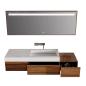 Preview: Sinterstein Waschbecken Badezimmer, modernes Aufsatzwaschbecken, eleganter Waschtisch für Bad, Gäste-WC und Waschraum 130*55cm 【XZC950-130】