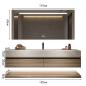 Preview: Muxing Waschbecken weiß Arbeitsplatte Holzmaserung Unterschrank Set mit Spiegel【YT-3256】