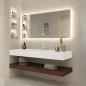 Preview: Muxing Waschbecken aus Keramik Modernes Waschbecken Badezimmer Hänge Waschbecken mit LED Spiegel, Ablage 【C025】