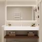 Preview: Muxing Waschbecken aus Keramik Modernes Waschbecken Badezimmer Hänge Waschbecken mit LED Spiegel, Ablage 【C025】