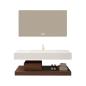Preview: Muxing Waschbecken aus Keramik Modernes Waschbecken Badezimmer Hänge Waschbecken mit LED Spiegel, Ablage 【C025】