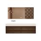 Preview: Muxing Waschbecken-Set Waschtisch Moderner Waschbecken-Unterschrank LED Spiegel mit Schublade 【C152】