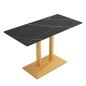 Preview: Muxing Gastronomiemöbel Esszimmertisch Esstisch Küchentisch für Esszimmer Wohnzimmer tisch Keramik Bistrotisch schwarzgold2