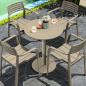 Preview: Muxing Garten-Set Rundtisch mit 4 Stühlen, Outdoor Esstischgruppe Kleiner Bistro-Tisch + Stühle, Terrassenmöbel aus Kohlenstoffstah , wetterfest 70cm