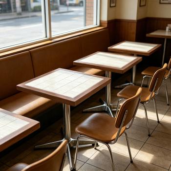 Preview: Muxing Gewerbetisch Gastronomietisch Esstisch für Café, Bar, Restaurant, Dessertladen, Bubble-Tea-Shop, Imbiss und Nudelrestaurant 60 x 60 x 75 cm【BAI-F60 -】