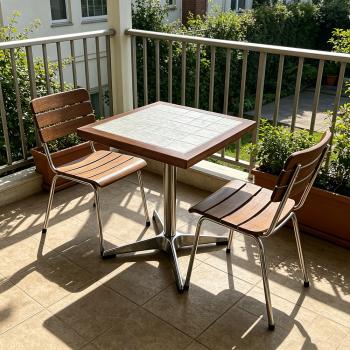 Preview: Muxing Gewerbetisch Gastronomietisch Esstisch für Café, Bar, Restaurant, Dessertladen, Bubble-Tea-Shop, Imbiss und Nudelrestaurant 60 x 60 x 75 cm【BAI-F60 -】