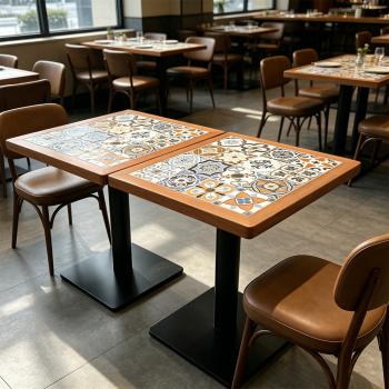 Preview: Muxing Gewerblicher Café-Tisch, quadratischer Restauranttisch, Bistrotisch Esstisch für Café, Bar, Bistro, Küche und Gastronomie 70 × 70 × 75 cm 【HUA-F70-】