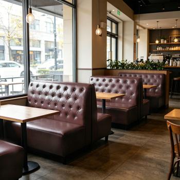 Preview: Muxing Gastronomiemöbel Stuhl Sofa Sitzbank, Dinerbank Restaurantbank für Café Bar Bistro Hotel, gepolsterte Sitzmöbel, Braun 120 × 65 × 105 cm 【Y-03KAFEI】