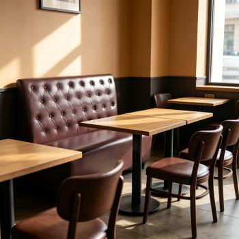 Muxing Gastronomiemöbel Stuhl Sofa Sitzbank, Dinerbank Restaurantbank für Café Bar Bistro Hotel, gepolsterte Sitzmöbel, Braun 120 × 65 × 105 cm 【Y-03KAFEI】