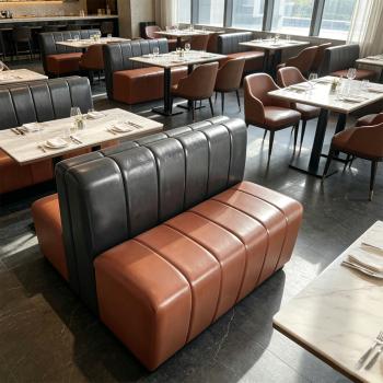 Preview: Muxing Gastro Sitzbank Dinerbank Sofa, Restaurantbank Polsterbank, Gastronomiemöbel Stuhl für Café Bar Bistro Hotel Schwarz-Braun 120 × 60 × 80 cm【Y-06PINSE】