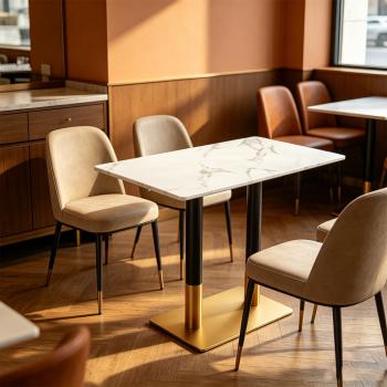 Muxing Gastronomiemöbel Esszimmertisch Esstisch Küchentisch für Esszimmer Wohnzimmer tisch Bistrotisch Sinterstein Schwarz-Weiß-Gold