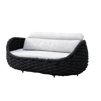 Muxing Gartenlounge Set 4-teilig mit 2 Einzelsesseln, Zweisitzer-Sofa und Couchtisch, Wasserabweisend, Ideal für Garten, Terrasse und Hof, Schwarz