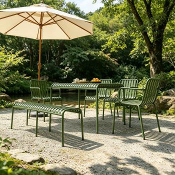 Preview: MuXing Gartenmöbel Tisch- und Stuhlset – Outdoor Eisenmöbel, geeignet für Gartenrestaurants, Cafés und andere Außenbereiche, grün【HYZL】