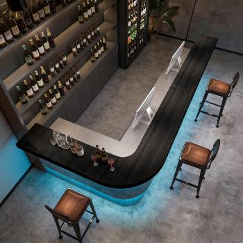 Preview: Muxing Eckbartresen Bar Theke Schanktheke Empfangstresen Industriestil-Bar Maßanfertigung Bartisch【LGSN ZJ60】