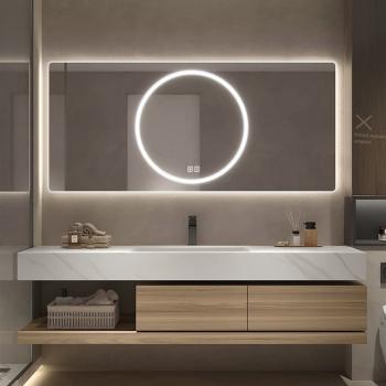 Preview: Waschbecken aus Sinterstein mit Schrank und LED-Spiegel für das Badezimmer 【RW2032-K】