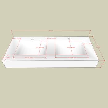 Muxing Waschbecken aus Sinterstein Waschbecken Doppelspüle Spüle mit zwei Becken Waschtisch-Set mit LED-Spiegel und Schränk【RW3318】