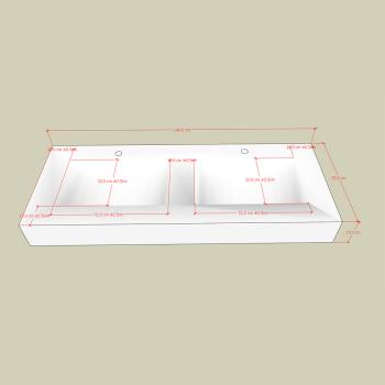Muxing Waschbecken aus Sinterstein Waschbecken Doppelspüle Spüle mit zwei Becken Waschtisch-Set mit LED-Spiegel und Schränk【RW3318】