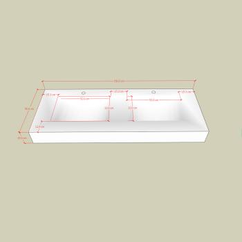 Muxing Waschbecken aus Sinterstein Waschbecken Doppelspüle Spüle mit zwei Becken Waschtisch-Set mit LED-Spiegel und Schränk【RW3318】