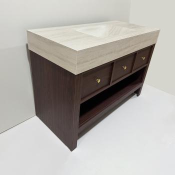 Muxing Waschtisch Set freistehend mit Sinterstein Waschbecken Unterschrank mit Schubladen Spiegel modernes Badmöbel Set bodenstehend【RW446 BKK】