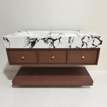 Muxing Wandhängendes Badezimmermöbel-Set mit Waschbecken, moderner Waschtisch mit Unterschrank, Badmöbel für Badezimmer und Waschraum【RW610 BKK】