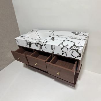 Muxing Wandhängendes Badezimmermöbel-Set mit Waschbecken, moderner Waschtisch mit Unterschrank, Badmöbel für Badezimmer und Waschraum【RW610 BKK】