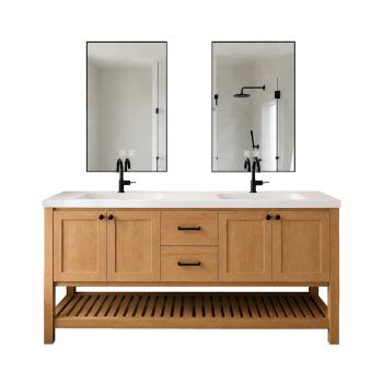 Muxing Badmöbel Set Bodenstehend mit Waschbecken, Waschtisch mit Unterschrank, modernes Badezimmermöbel für Bad, Gäste WC und Waschraum 160*55 cm【RW693-160K】