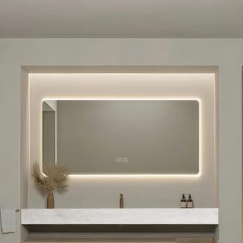 MuXing Wandhängendes Badezimmermöbel-Set mit Waschbecken, Sinterstein, LED-Spiegel, Schubladenschrank und Abflussgarnitur 【RWR208】