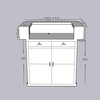 MuXing Reception Desk, Bar Counter, Rounded Corner Design, Vertical Stripe Pattern, Salon, Hotel, Store Front Desk【Baise】