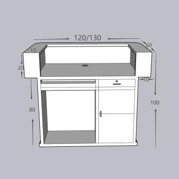 MuXing Reception Desk, Bar Counter, Rounded Corner Design, Vertical Stripe Pattern, Salon, Hotel, Store Front Desk【Baise】