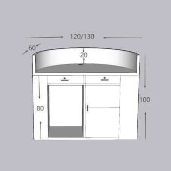 Muxing Empfangstheke Theke geschwungene Tresen Kasse Empfangstresen