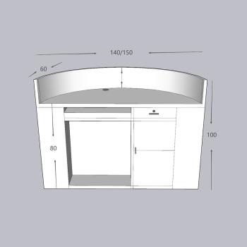 Muxing Empfangstheke Theke geschwungene Tresen Kasse Empfangstresen