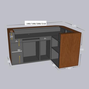 Muxing Bartheke,Empfangstheke mit LED-Beleuchtung,Bar-Möbel,  Rezeptionstresen, Verkaufstheke,Kassentisch,Theke Braun