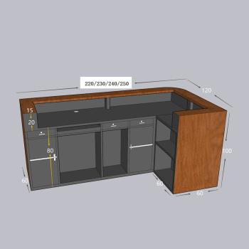 Muxing Bartheke,Empfangstheke mit LED-Beleuchtung,Bar-Möbel,  Rezeptionstresen, Verkaufstheke,Kassentisch,Theke Braun
