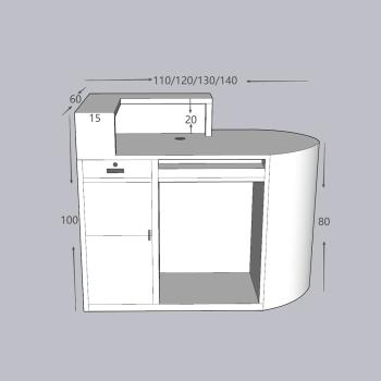 Muxing Ladenkasse kleine Theke Ladentheke kassen Empfangstheke Empfangstisch links