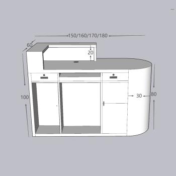 Muxing Ladenkasse kleine Theke Ladentheke kassen Empfangstheke Empfangstisch links