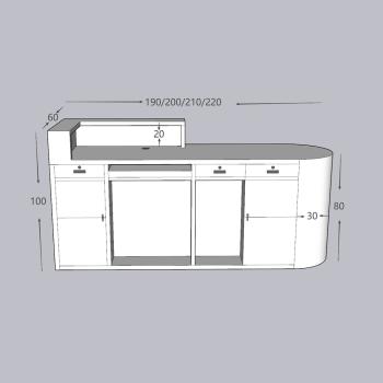 Muxing Ladenkasse kleine Theke Ladentheke kassen Empfangstheke Empfangstisch links