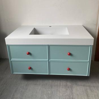 Muxing Waschbecken aus Sinterstein, Badmöbel Set,Badezimmermöbel,Bad Schränke,Waschtisch,LED-Spiegel,Blau