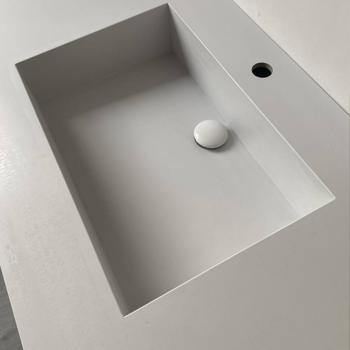 Preview: Muxing Waschbecken aus Sinterstein, Badmöbel Set,Badezimmermöbel,Bad Schränke,Waschtisch,LED-Spiegel,Blau