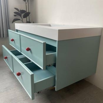 Muxing Waschbecken aus Sinterstein, Badmöbel Set,Badezimmermöbel,Bad Schränke,Waschtisch,LED-Spiegel,Blau