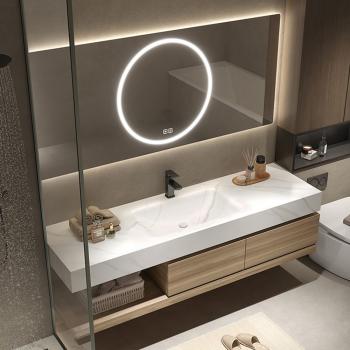 Muxing Waschbecken mit schublade Ablage Waschtisch LED Spiegel Badezimmerspüle 【RW2032-K】