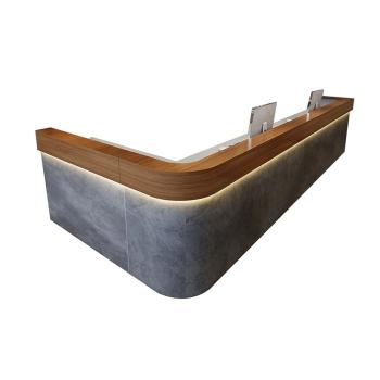 Muxing Maßanfertigung Restaurant-Bar in der Ecke, Theke, Bartisch, Rezeption, Tresen, Servicetheke, Restaurantbar,Grau L160*B120*H100cm 【Shuini ZJ】