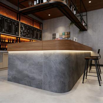 Muxing Maßanfertigung Restaurant-Bar in der Ecke, Theke, Bartisch, Rezeption, Tresen, Servicetheke, Restaurantbar,Grau L160*B120*H100cm 【Shuini ZJ】