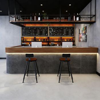 Preview: Muxing Maßanfertigung Restaurant-Bar in der Ecke, Theke, Bartisch, Rezeption, Tresen, Servicetheke, Restaurantbar,Grau L160*B120*H100cm 【Shuini ZJ】