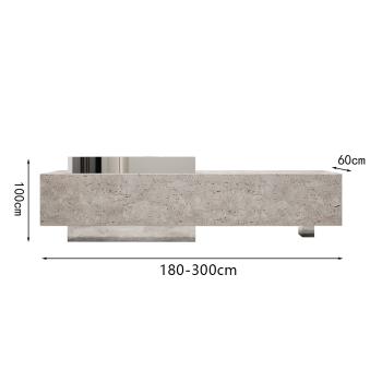 Preview: Muxing Theke, kommerzieller Empfangstresen, Metallstruktur, graue Steinoptik-Oberfläche, geeignet für Café, Geschäft, Empfang【DLSA】