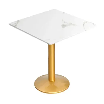 Preview: Muxing Gastronomiemöbel Cafe Bar Restaurants Hotel Einrichtung Quadratischer Tisch Bistrotisch Weiß gold HMJT /YBBMJT/