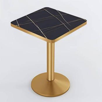 Preview: Muxing quadratischer Tisch Esstisch quadratischer Couchtisch Kaffeetisch Bistrotisch Schreibtisch Schwarz Gold 60*60*75cm