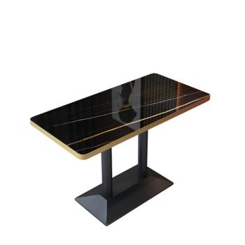 Muxing Gastronomiemöbel Cafe Bar Restaurants Hotel Einrichtung Tisch Bistrotisch JBHT Schwarz gold 120*60*75cm