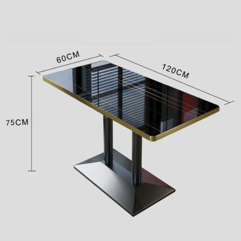 Preview: Muxing Gastronomiemöbel Cafe Bar Restaurants Hotel Einrichtung Tisch Bistrotisch JBHT Schwarz gold 120*60*75cm